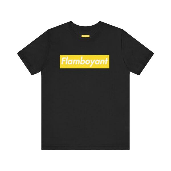 Flamboyant Yellow Box, Black Unisex Short Sleeve Tee